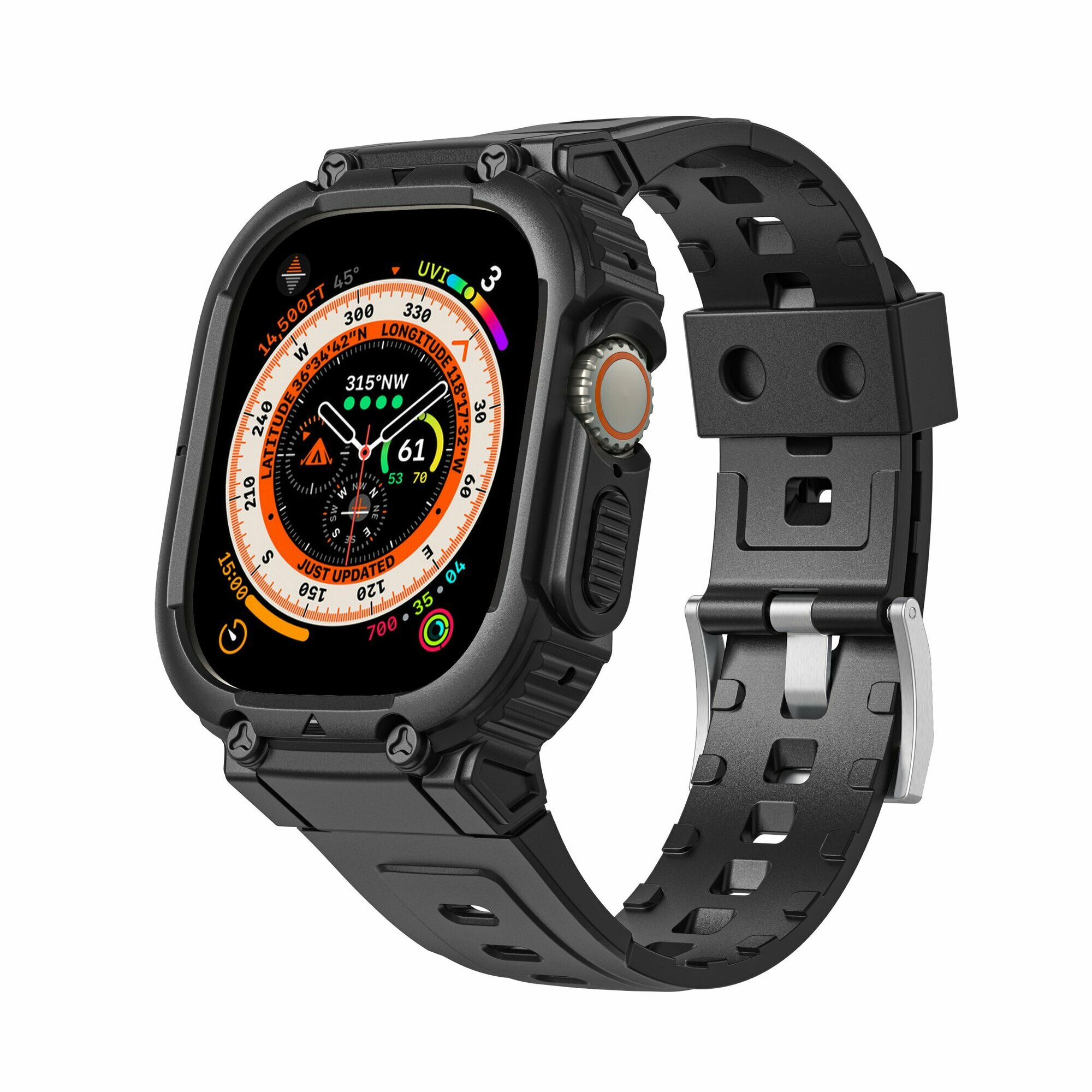 Ремешок для Apple Watch Ultra 49mm "Back to Basics" с бампером Black