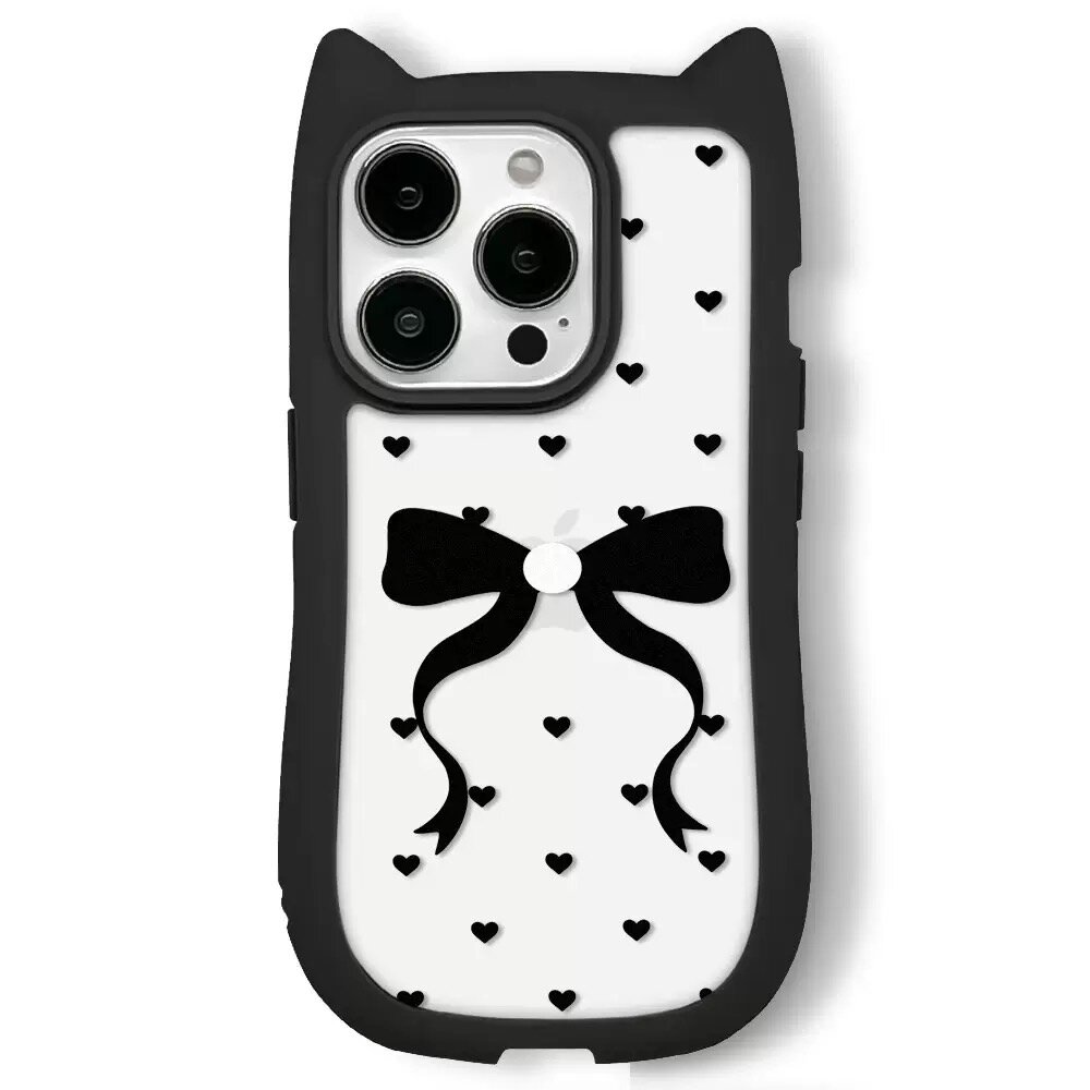 Чехол "Милые кошачьи ушки" для iPhone 15 Pro, прозрачный, защита от повреждений