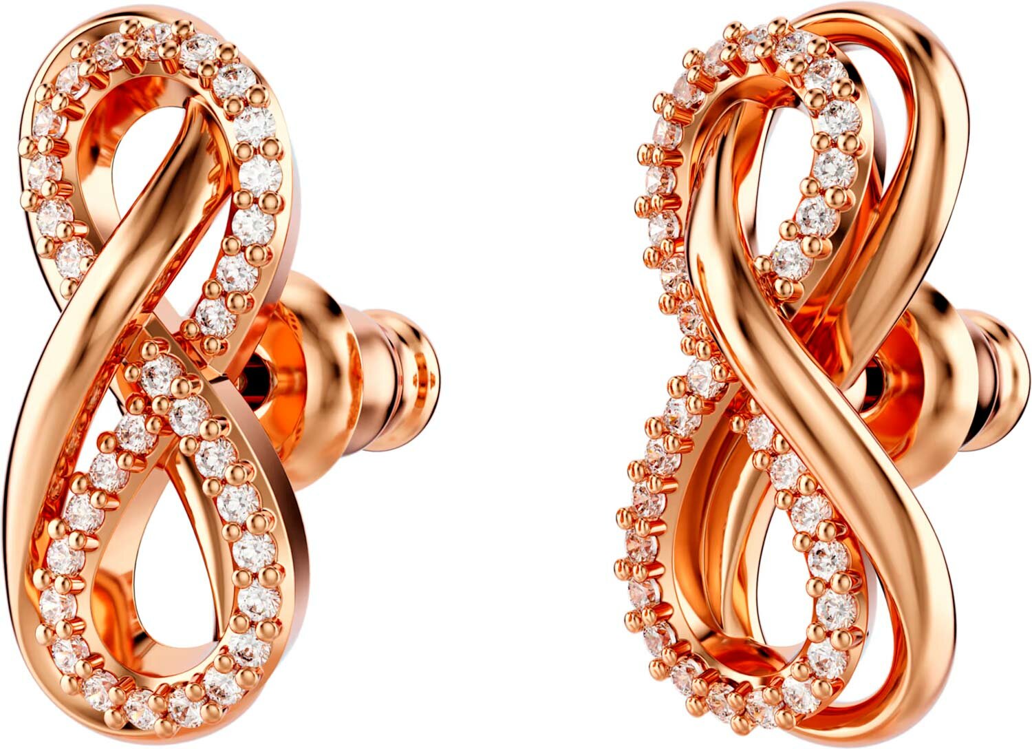 Серьги пусеты SWAROVSKI, кристаллы Swarovski, размер 17 мм, золотой, белый — фото 1