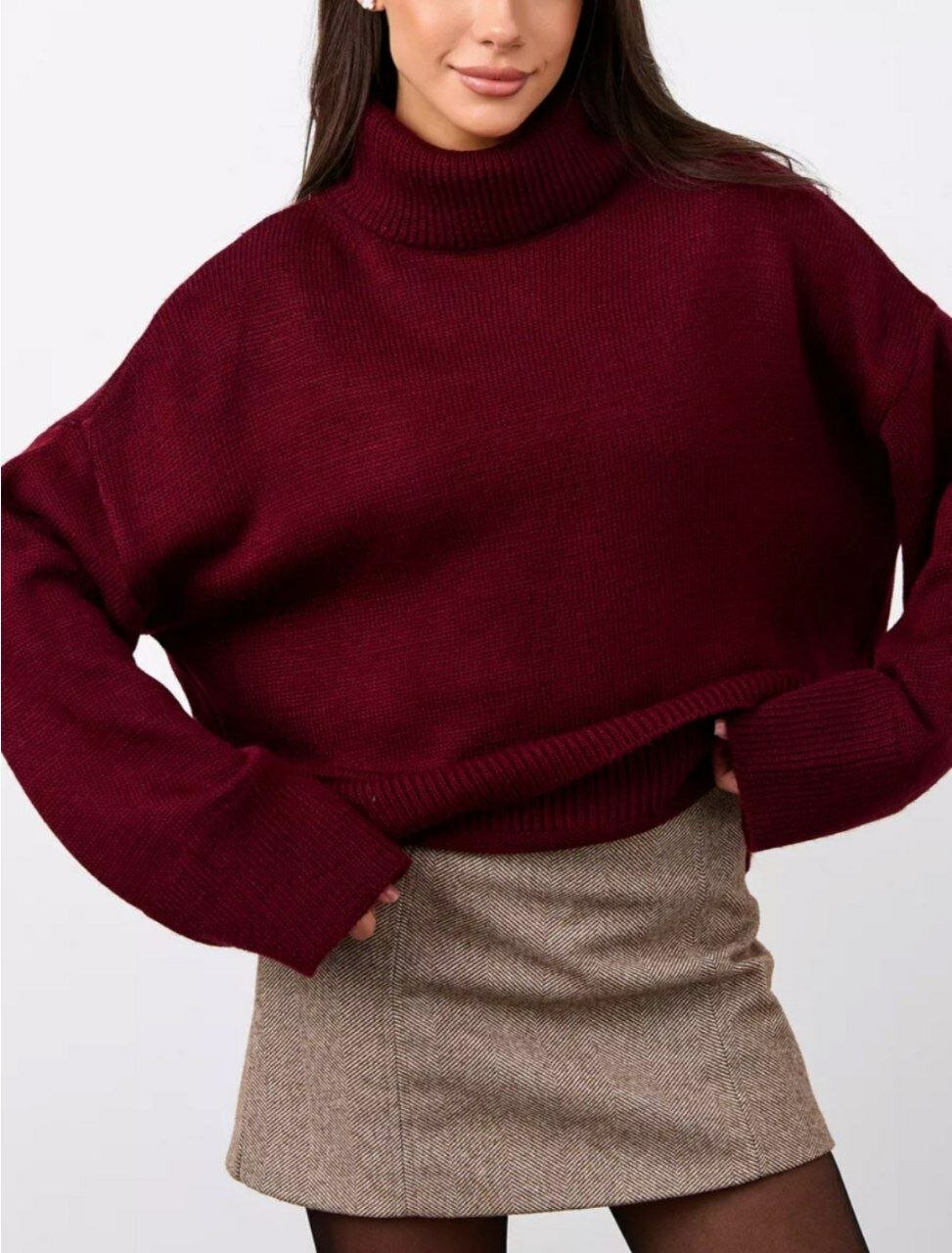 Джемпер , размер М, бордовй — фото 1