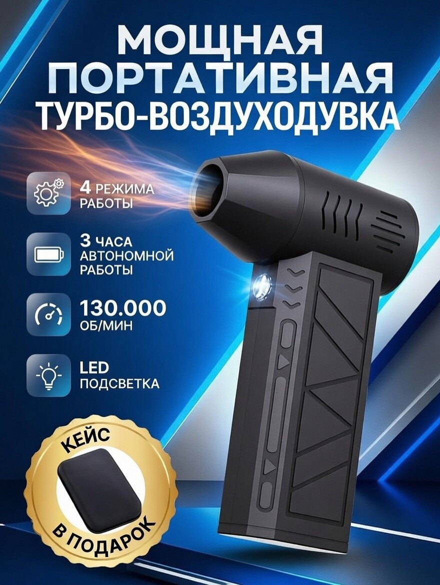 Воздуходувка аккумуляторная, портативная, ручная, мощная воздуходувка для уборки чистки автомобиля, для розжига мангала