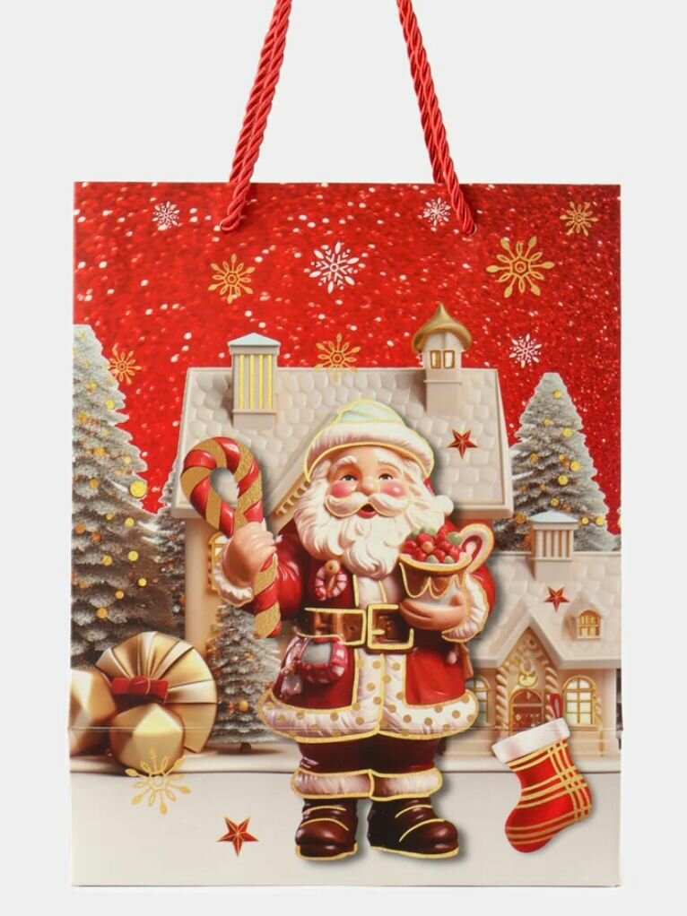 Новогодний подарочный пакет 3D 18*10*23 см 5 шт.