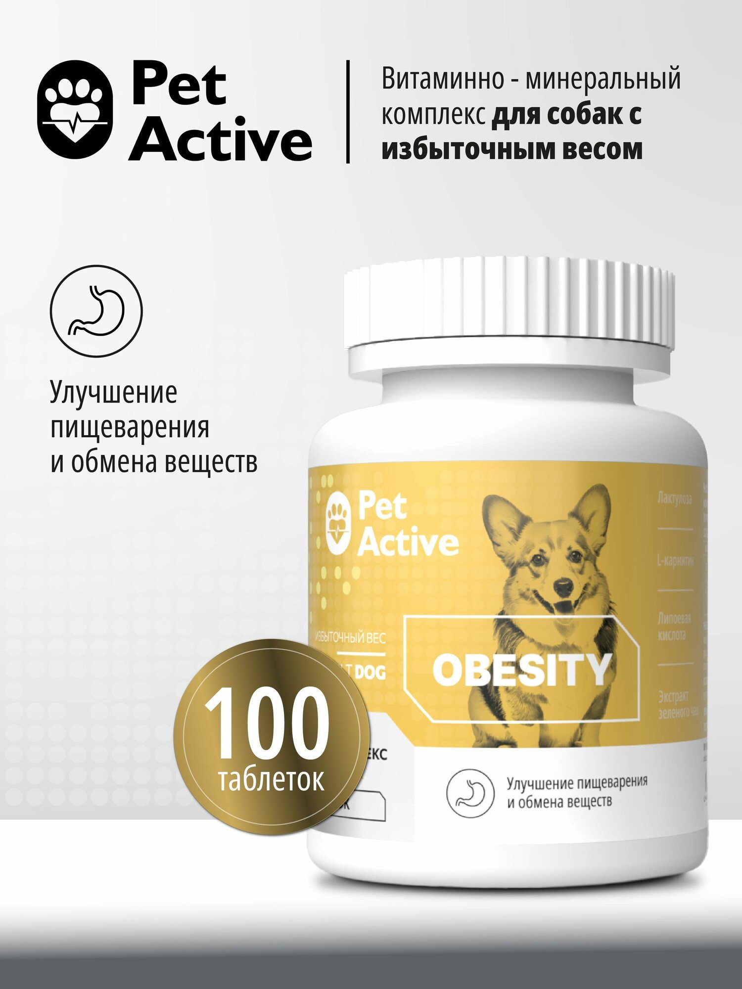 PetActive витаминно - минеральный комплекс для собак с избыточным весом, 100 таблеток