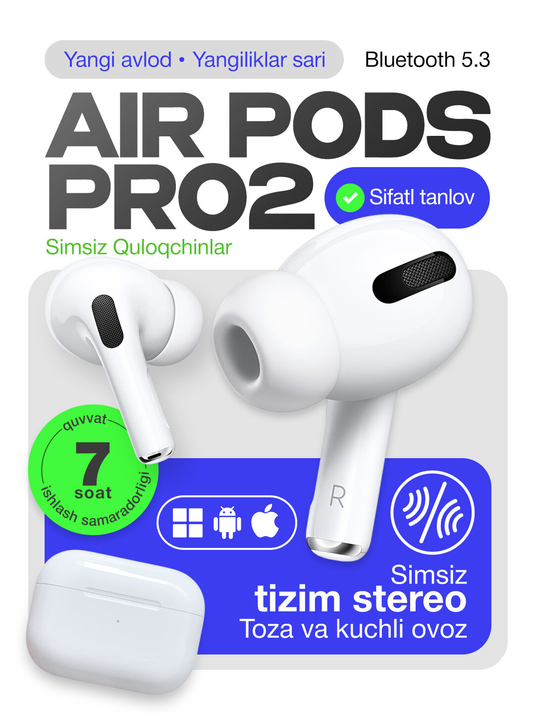 Беспроводные наушники Pods Pro 2 Premium/Беспроводные наушники Airpods 2