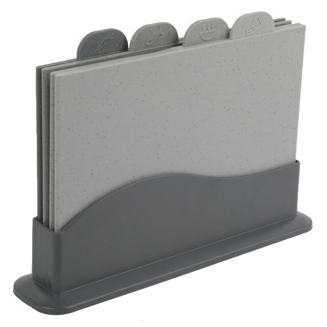 TODELIA Набор разделочных досок 4 шт 27x18 см на подставке из пластика для кухни