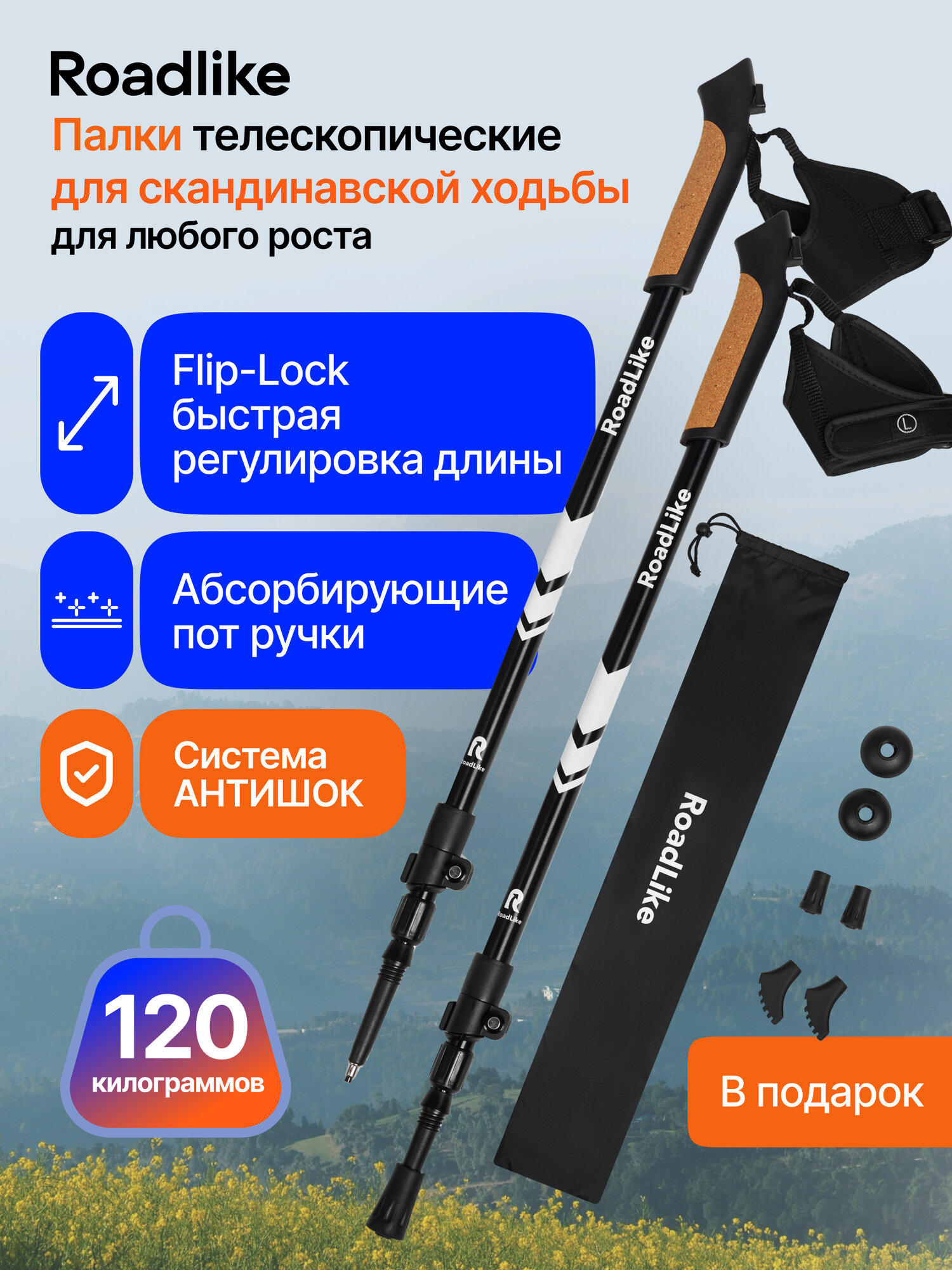 Палки для скандинавской ходьбы телескопические