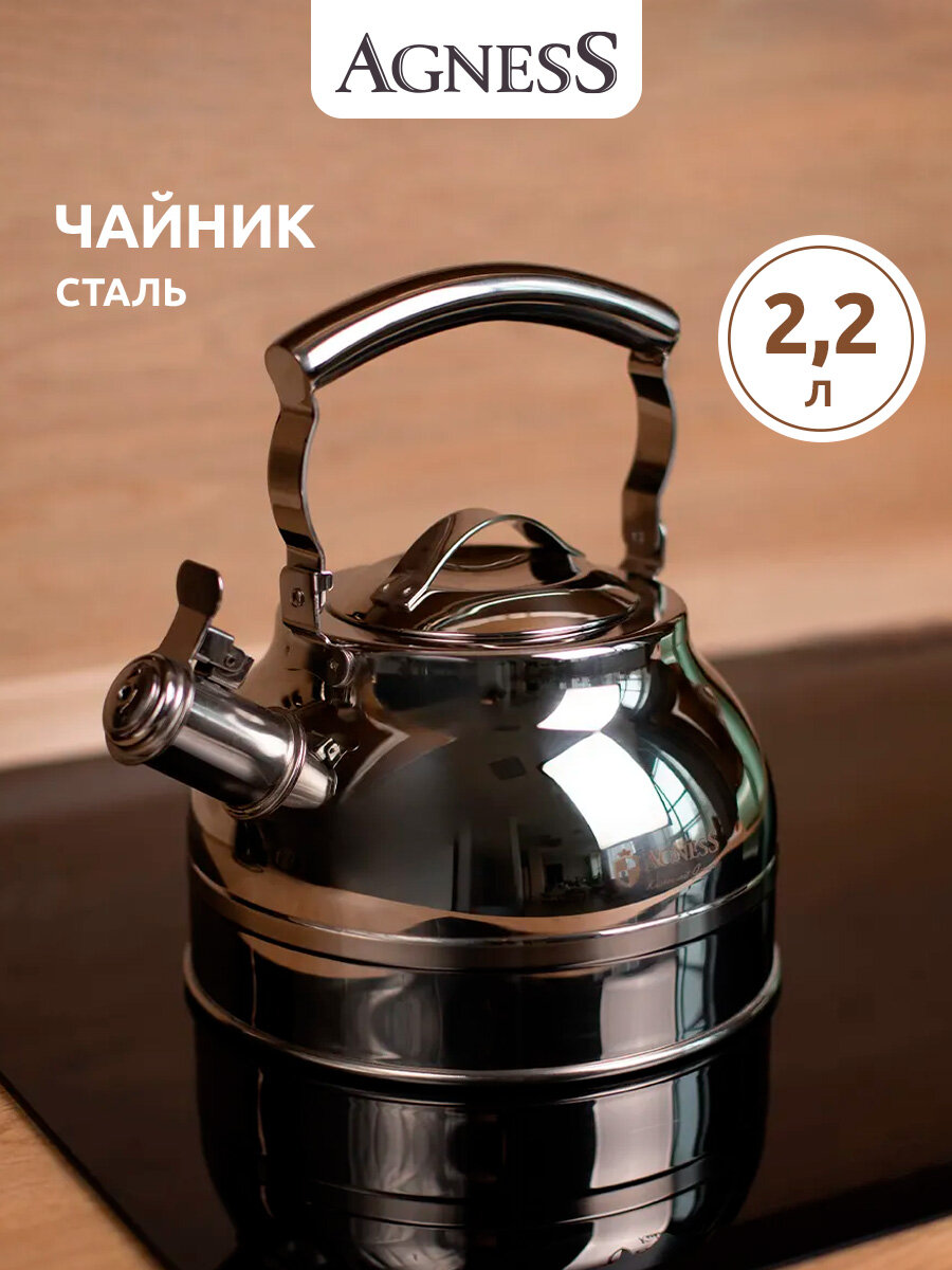 Чайник для газовой плиты Agness 27 л для всех видов плит со свистком