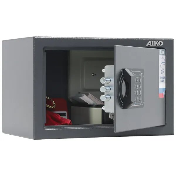 Мебельный Сейф Aiko T-200 EL (200х310х200) Цвет: графит с эффектом молотковой эмали.