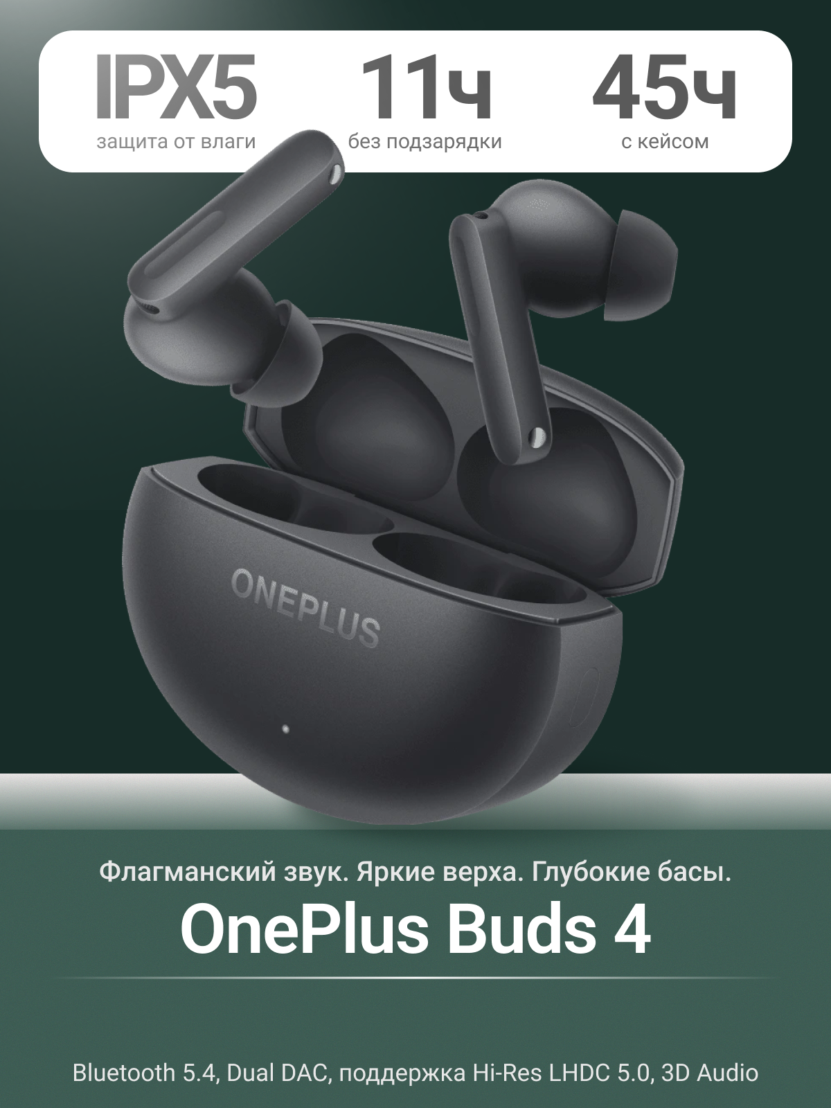 Беспроводные наушники OnePlus Buds 4, E513A (Storm Gray), серый