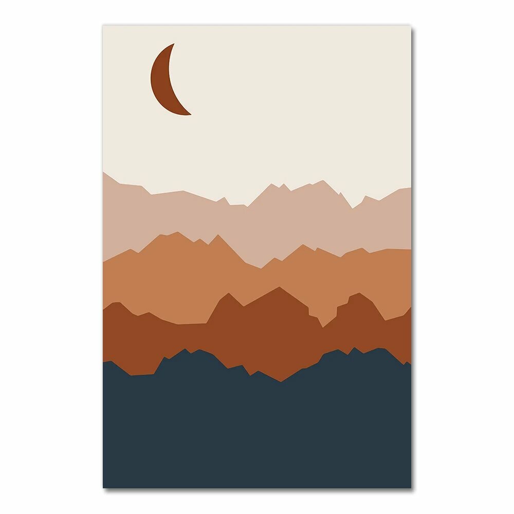 Абстрактный пейзаж в стиле бохо фотография Луны искусство на стену в винтажном стиле скандинавский лес холст живопись для декора спальни 1786-02 30x40cm No Frame