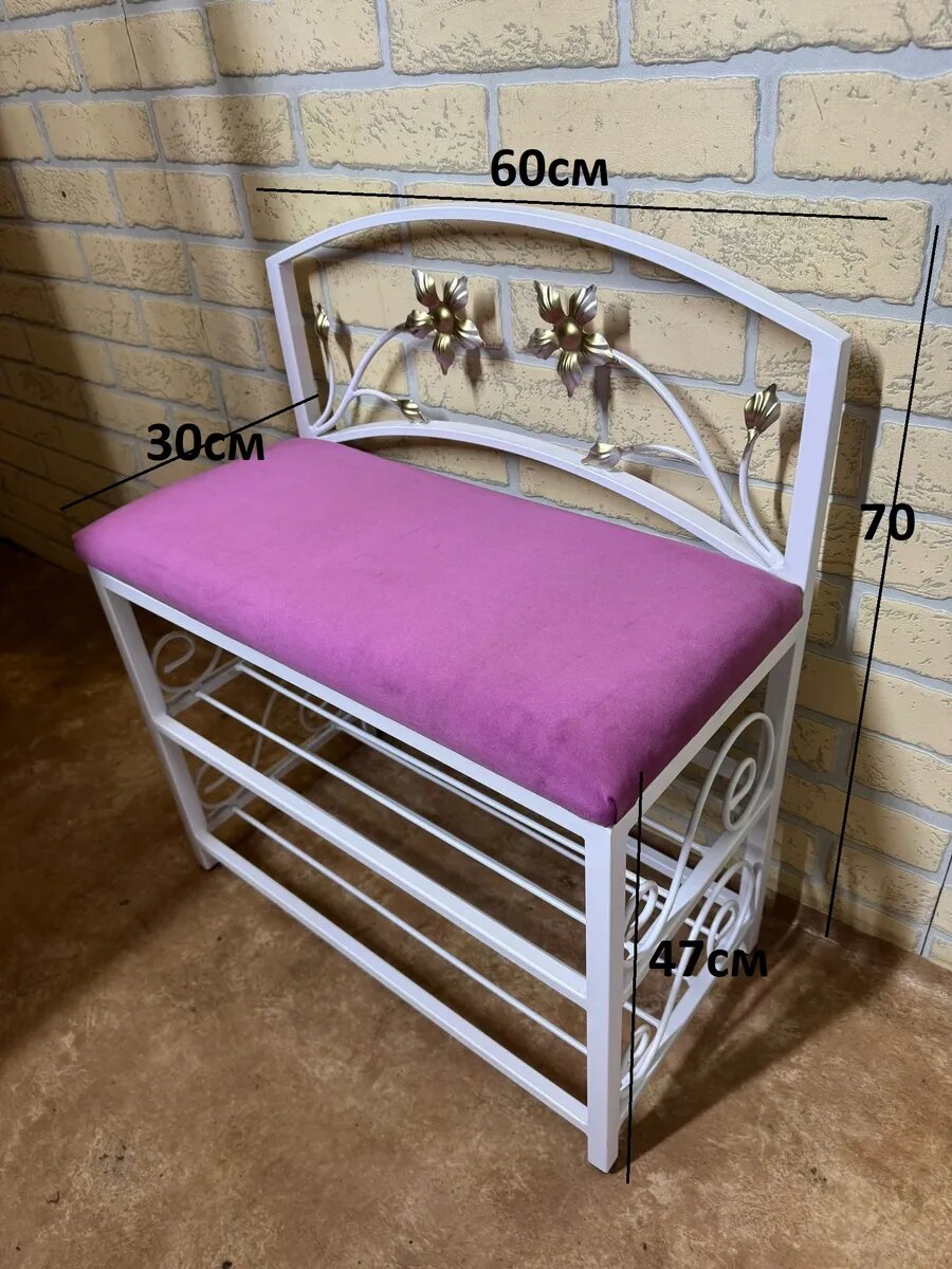 Кованая банкетка №04, Студия кованой мебели Нива, цвет малиновый — фото 1