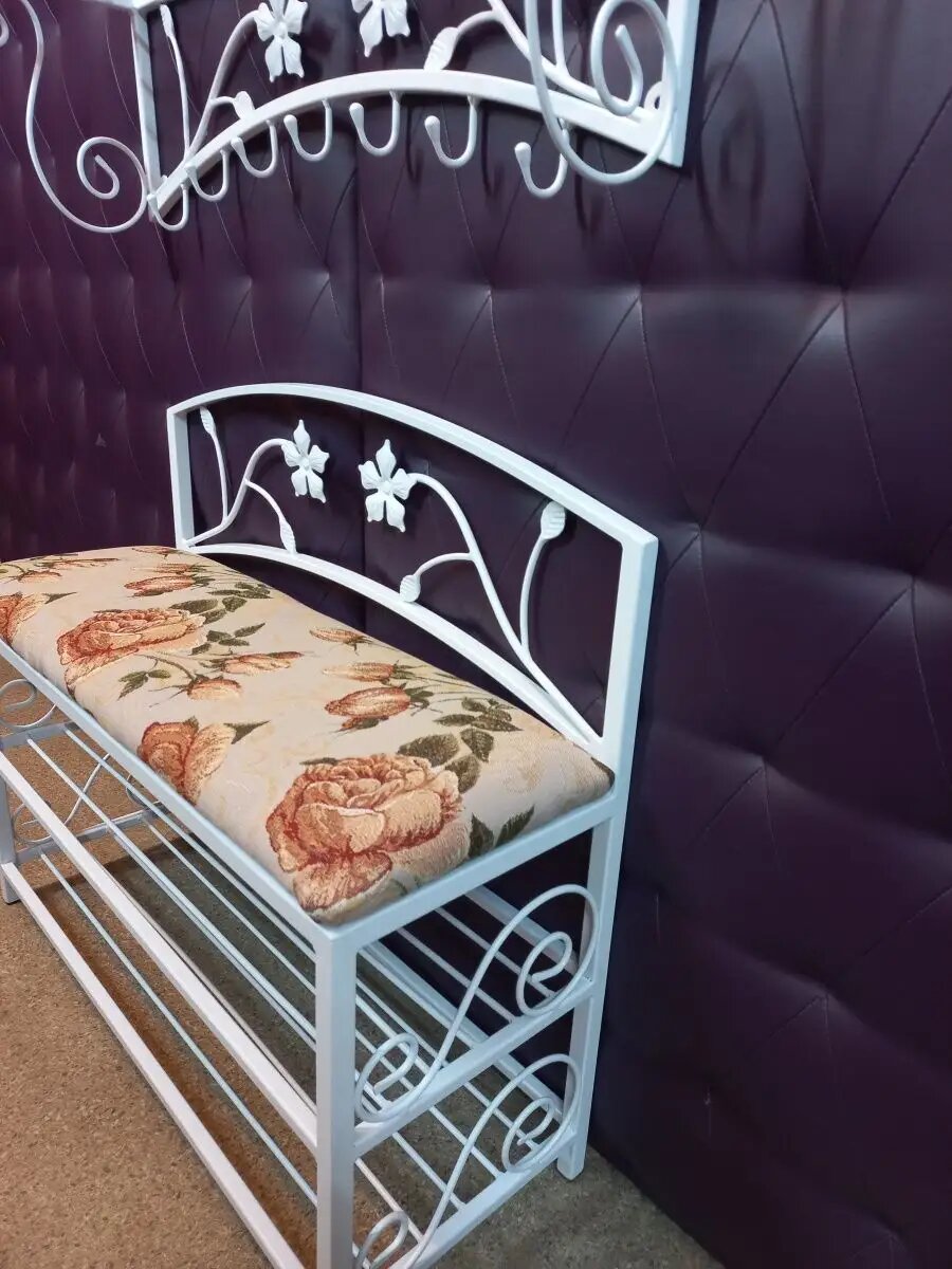 Кованая прихожая, вешалка + банкетка, Студия кованой мебели Нива, цвет бургунди — фото 1