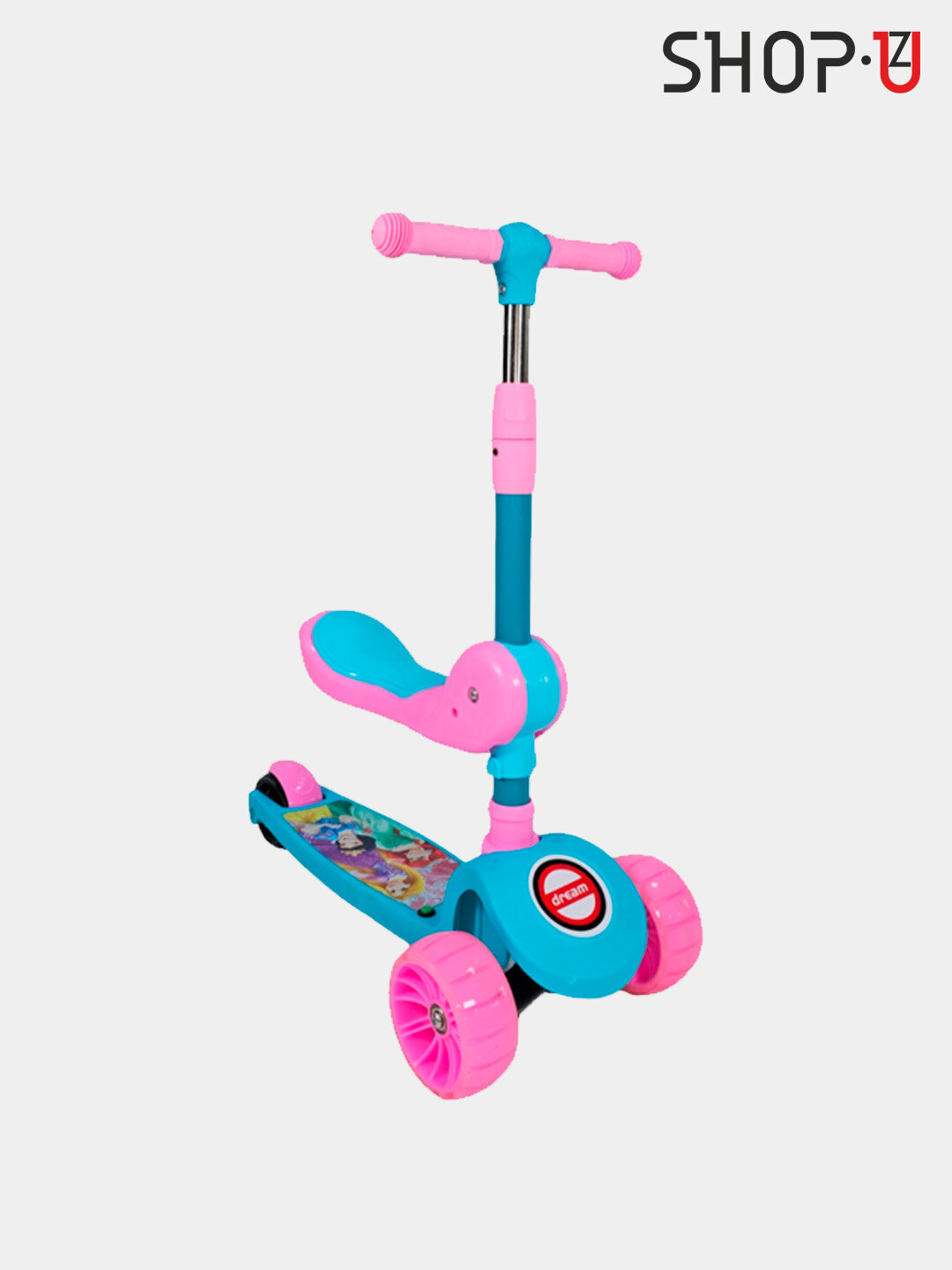 Самокат детский, складной, со светящимися колёсами, максимальная нагрузка до 50 кг — фото 1