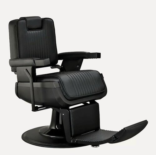 Изображение товара Кресло BXS Lincoln, BLACK полностью черной, для барбершопа, максимальная нагрузка 300 кг, мягкое сиденье, люкс класса.