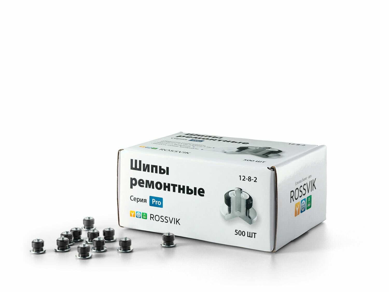 Шипы ремонтные Rossvik 12-8-2 Pro 500 шт.