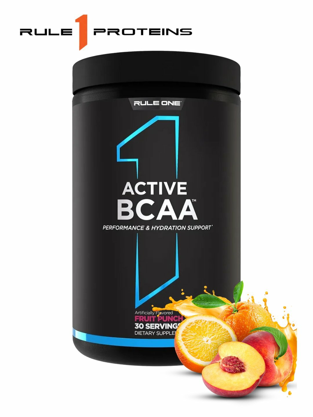 Аминокислоты Rule One Active BCAA 390 гр со вкусом фруктовый пунш