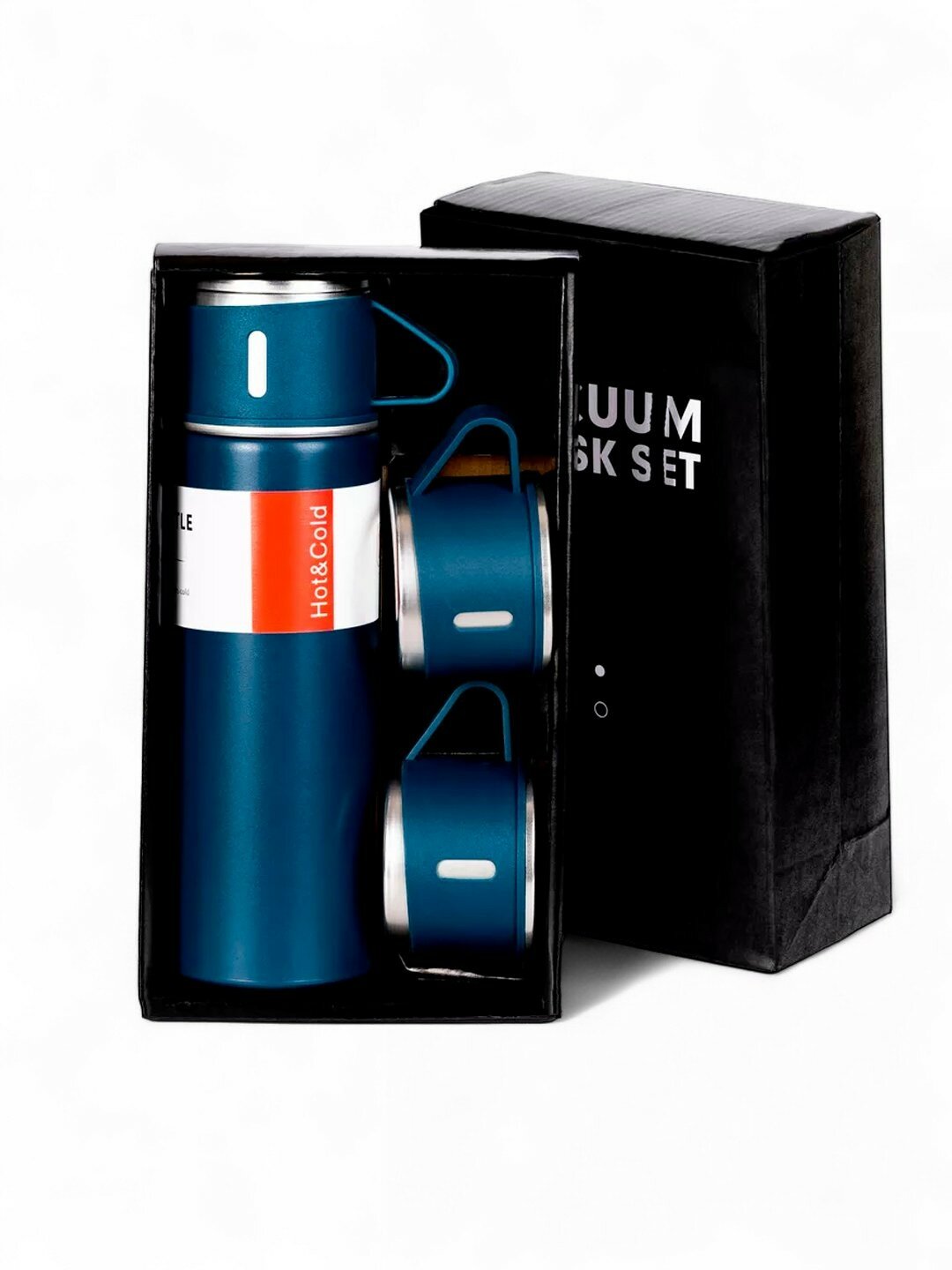 Термос-термокружка для напитков, подарочный набор с 3 чашками, 500 мл. фиолетовая — фото 1