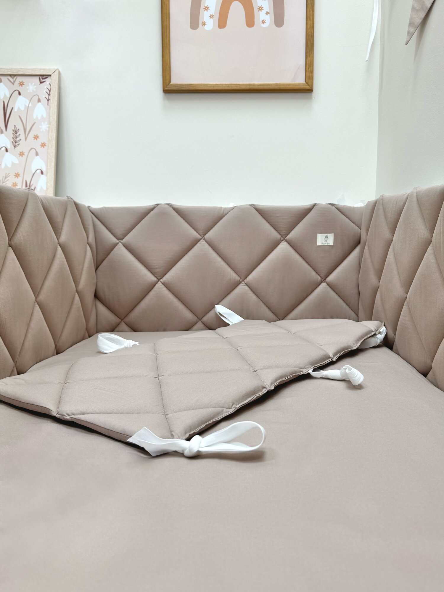 Бортики в кроватку для новорождённых шоколадный 100% хлопок 60х30 см - 2 шт 120х30 см - 2 шт MamiBro