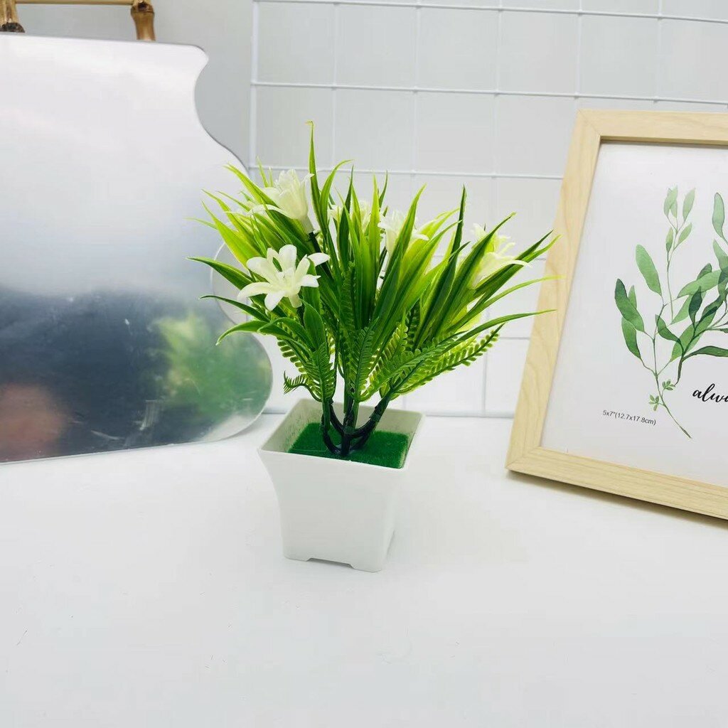 Plastic cymbidium flower pot with realistic design for wedding and garden decor white