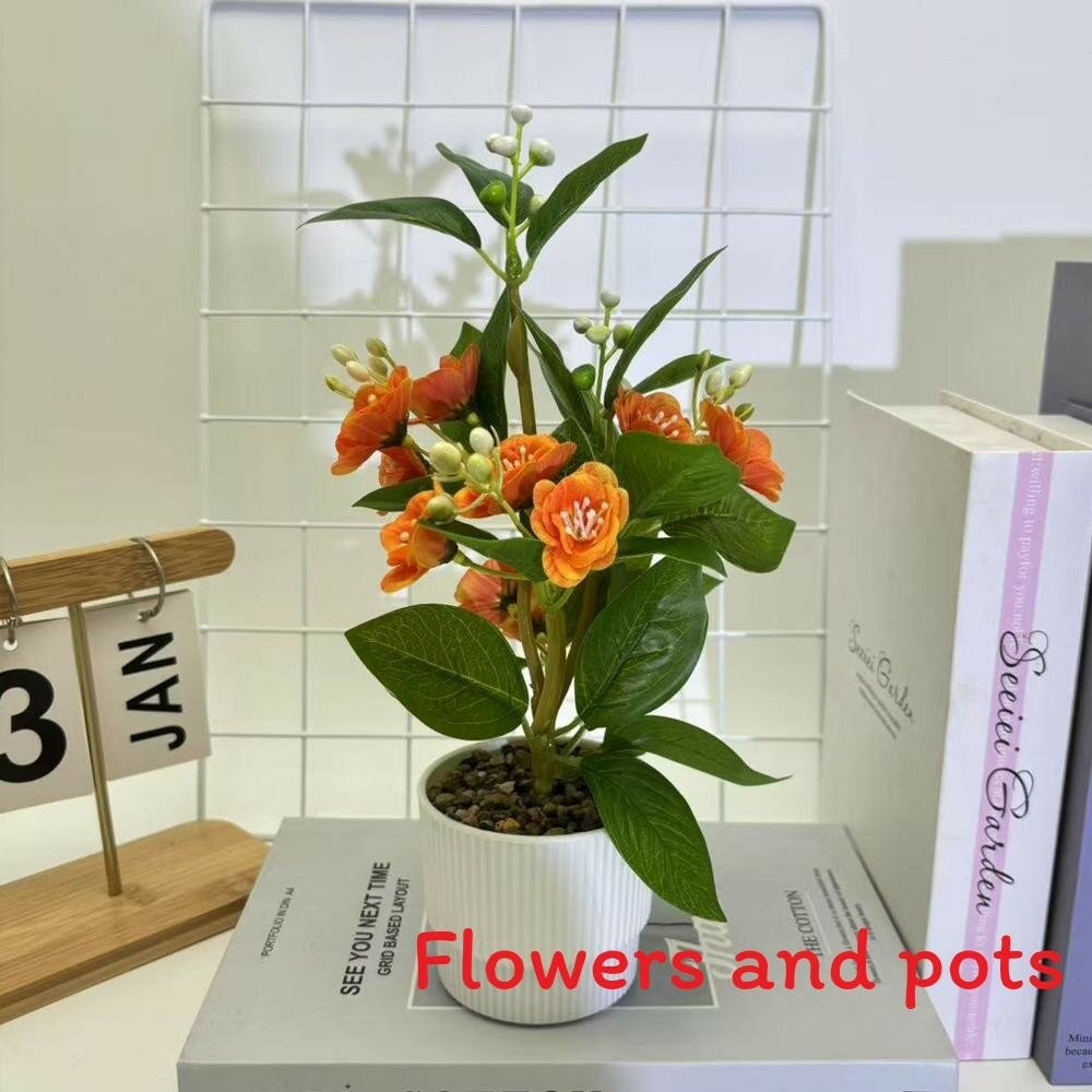 Jasmine flower miniature garden with artificial flowers for wedding decor and photography props orange