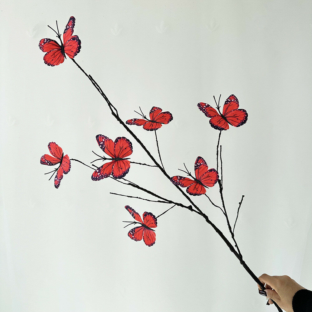 Букет бабочек для свадьбы с шелком и пеной для студийной фотосессии и праздничного декора красный