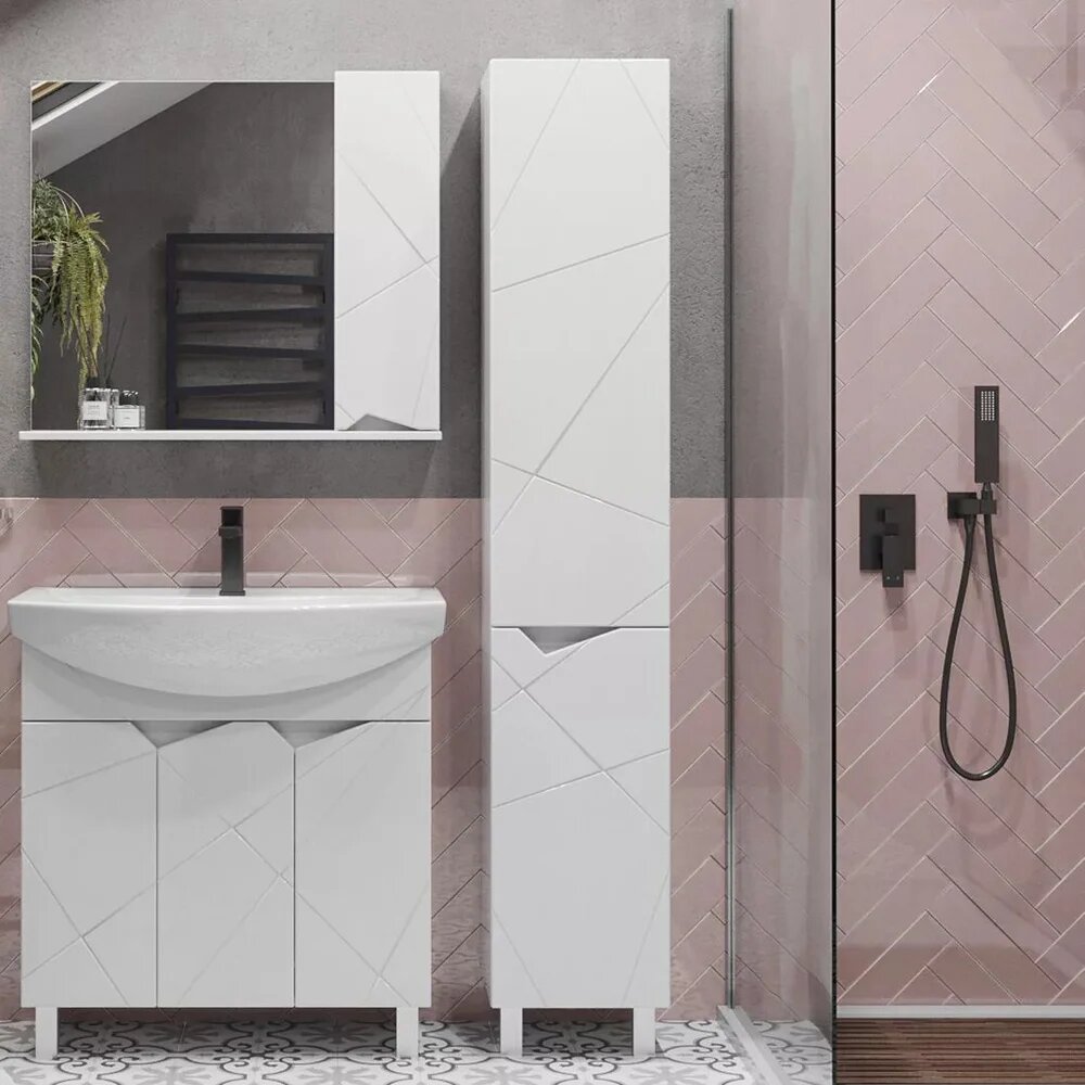 Шкаф-пенал для ванной SanStar Каскад напольный 33 2 см белый подвесной