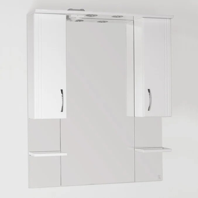 Зеркало Style Line Эко Стандарт С 90 с подсветкой с полкой со шкафчиком 90 см с розеткой белое