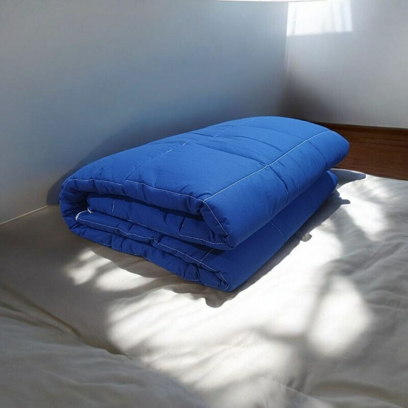 Одеяло LINENS, 2-спальное, стеганое, 195x215см, зимнее, гипоаллергенное, поплин, синее
