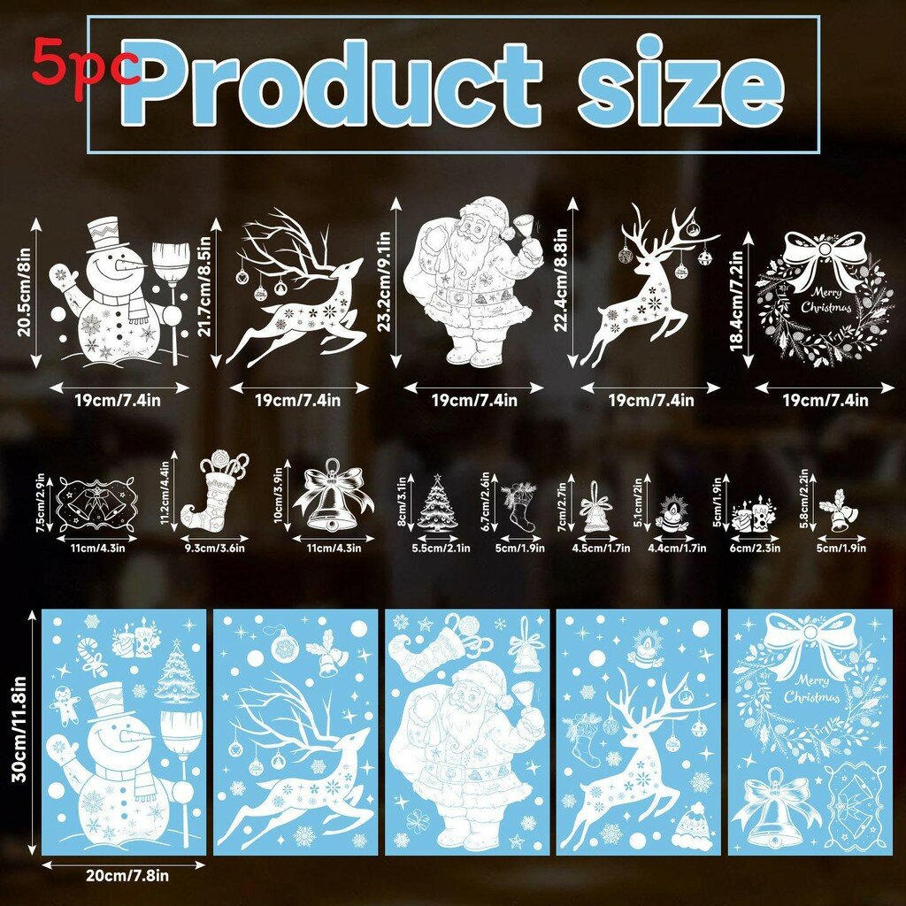 Наклейки на окно рождественские пвх снежинка олень украшение для праздничных мероприятий