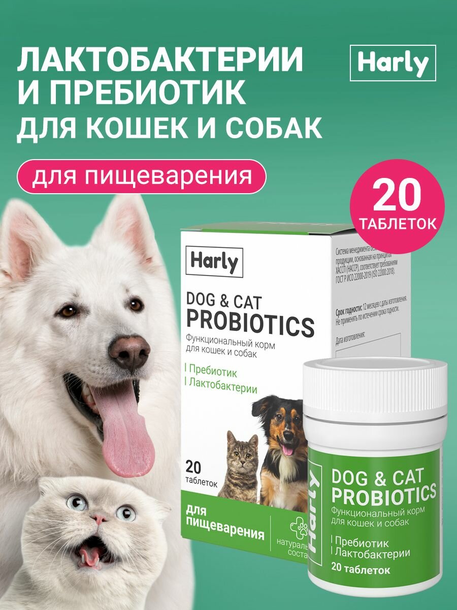 Пробиотик для собак и кошек лактобактерии для профилактики жкт витамины для животных 20 шт. в упаковке
