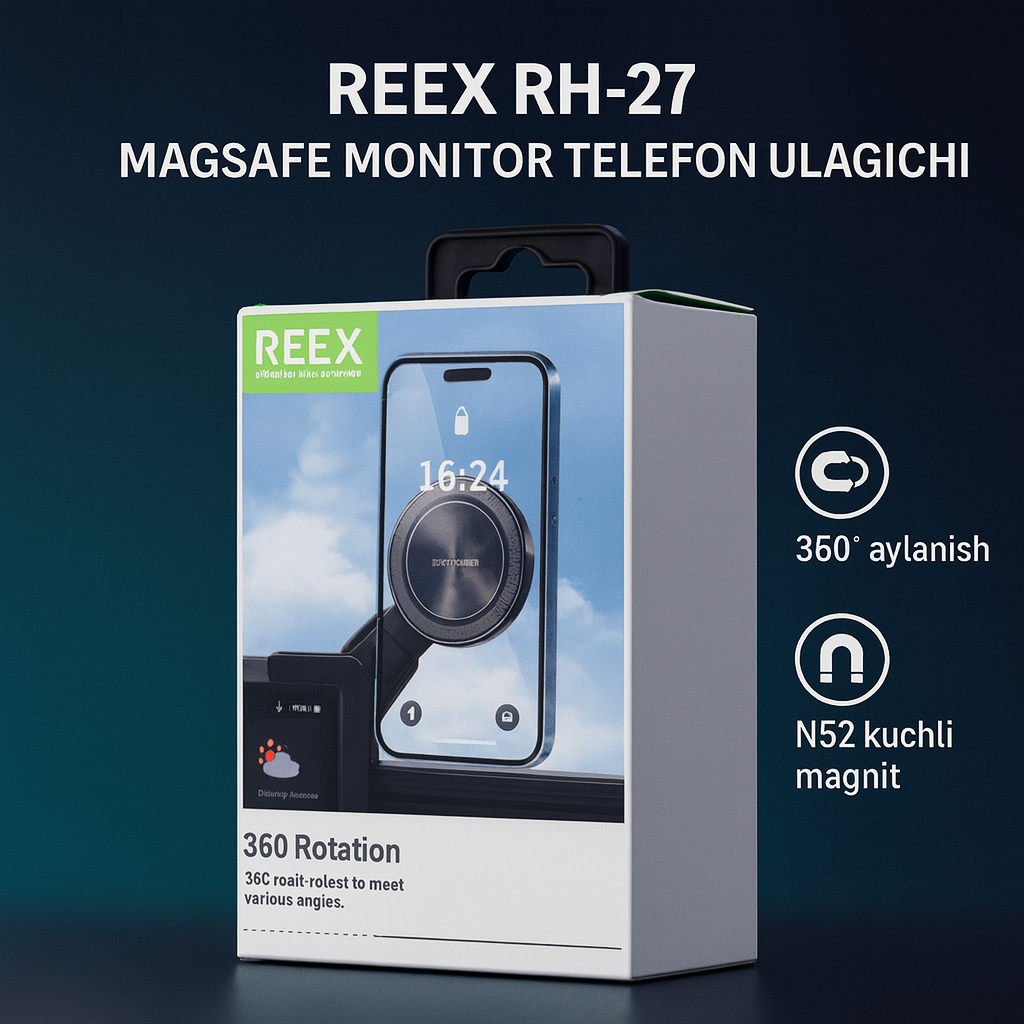 Автомобильный разъём для телефона REEX RH-27 (магнит N52, вращение на 360°)