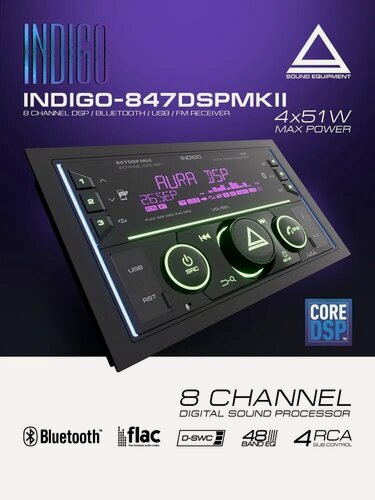 Изображение товара Магнитола 2DIN AurA INDIGO-847DSP Mk II, 8 каналов, DSP процессор, Bluetooth 5.1, FLAC, USB, настройка с приложения