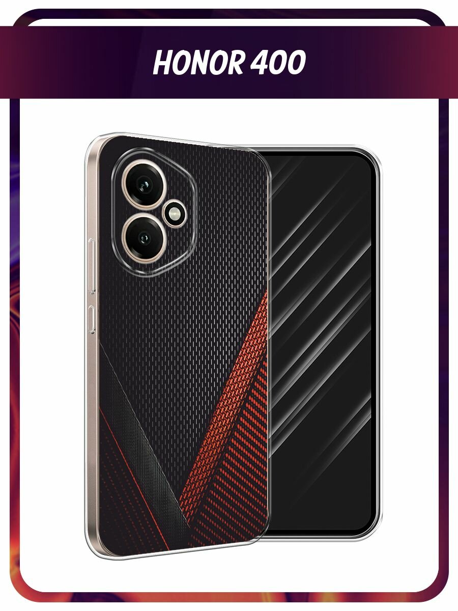 Силиконовый чехол на Honor 400 / Хонор 400 с принтом "Красный карбон"