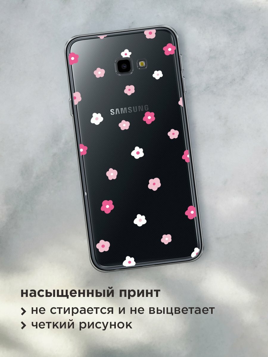 Чехол на Samsung Galaxy J4 Plus 2018 / Самсунг J4 Plus 2018 с принтом "Весенние цветочки рисунок", прозрачный — фото 1