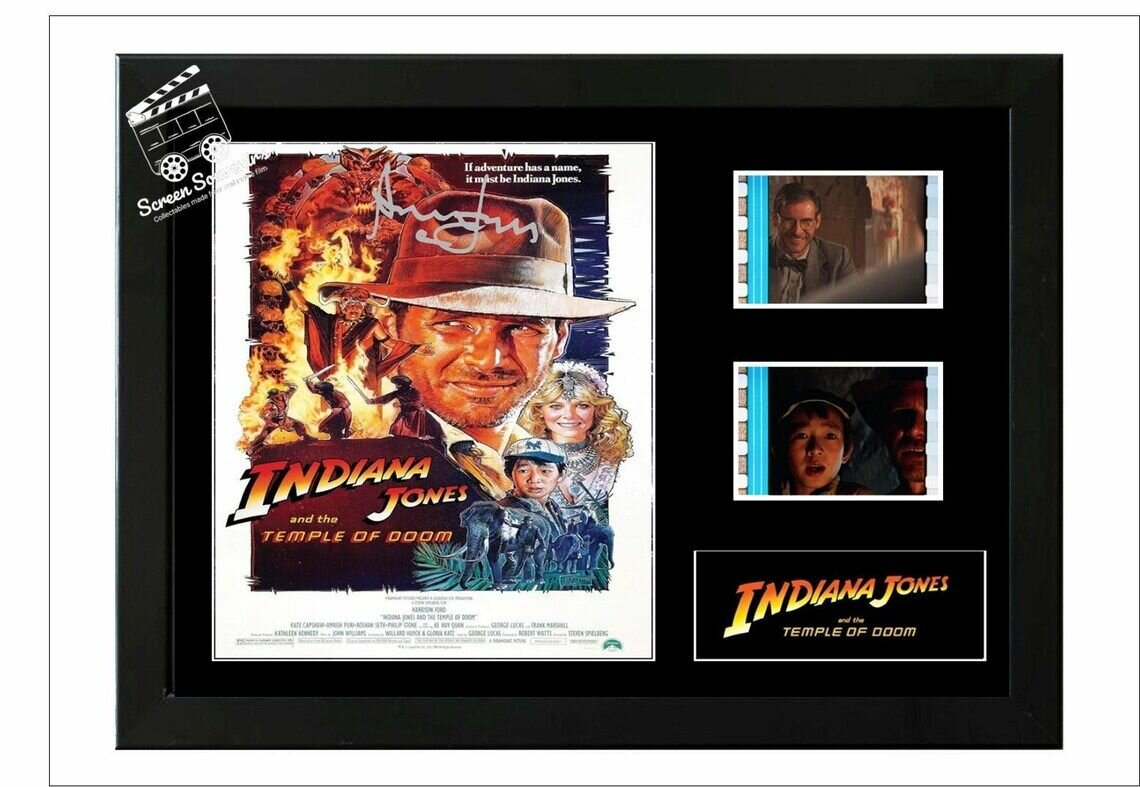 Индиана Джонс и Храм Судьбы / Indiana Jones and the Temple of Doom Коллекционный дисплей с киноплёнкой и автографами актёров