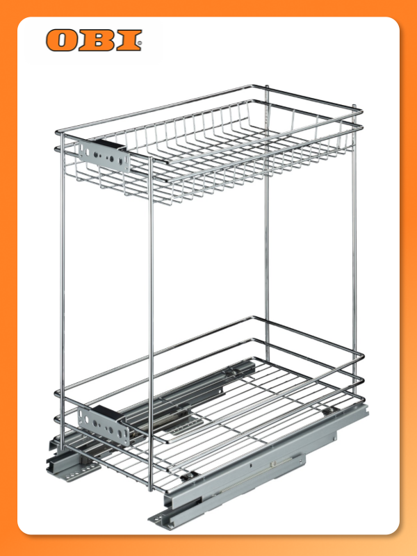 Корзина 300мм 2-уров. D475xW245xH510мм с доводчиком с направляющими