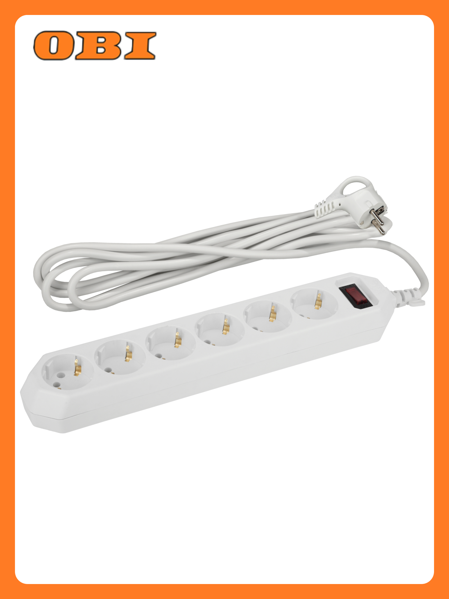 Сетевой фильтр ЭРА USF-6es-3m-W с базовой защитой с заземлением с выключателем 6