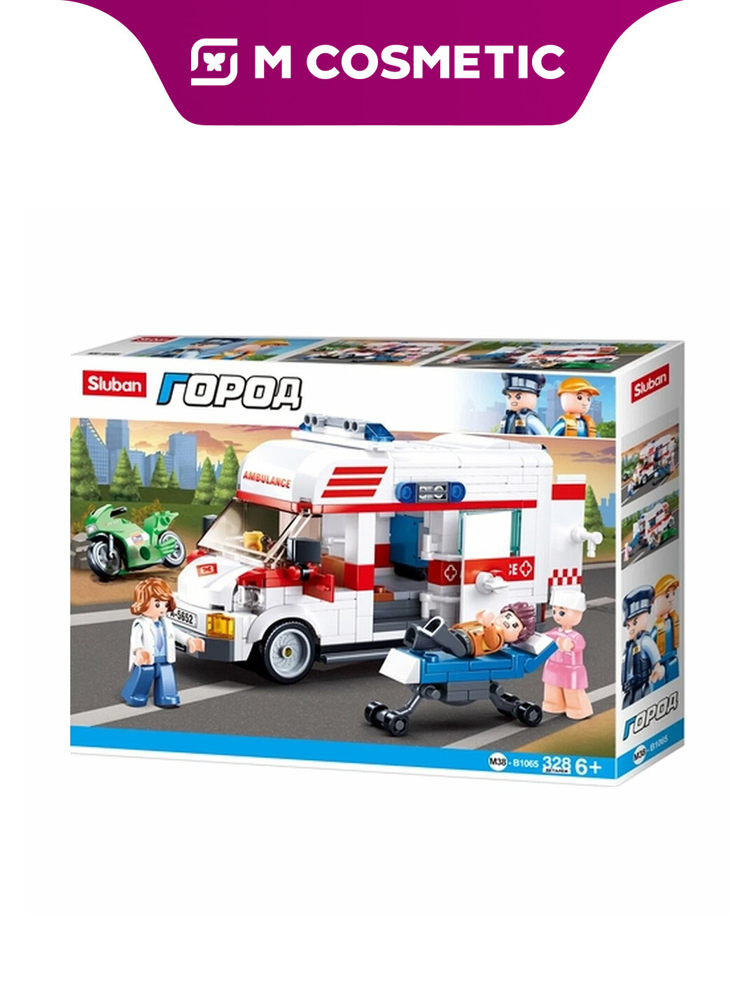 Конструктор SLUBAN "Скорая помощь", 328 деталей, 4 мини-фигурки