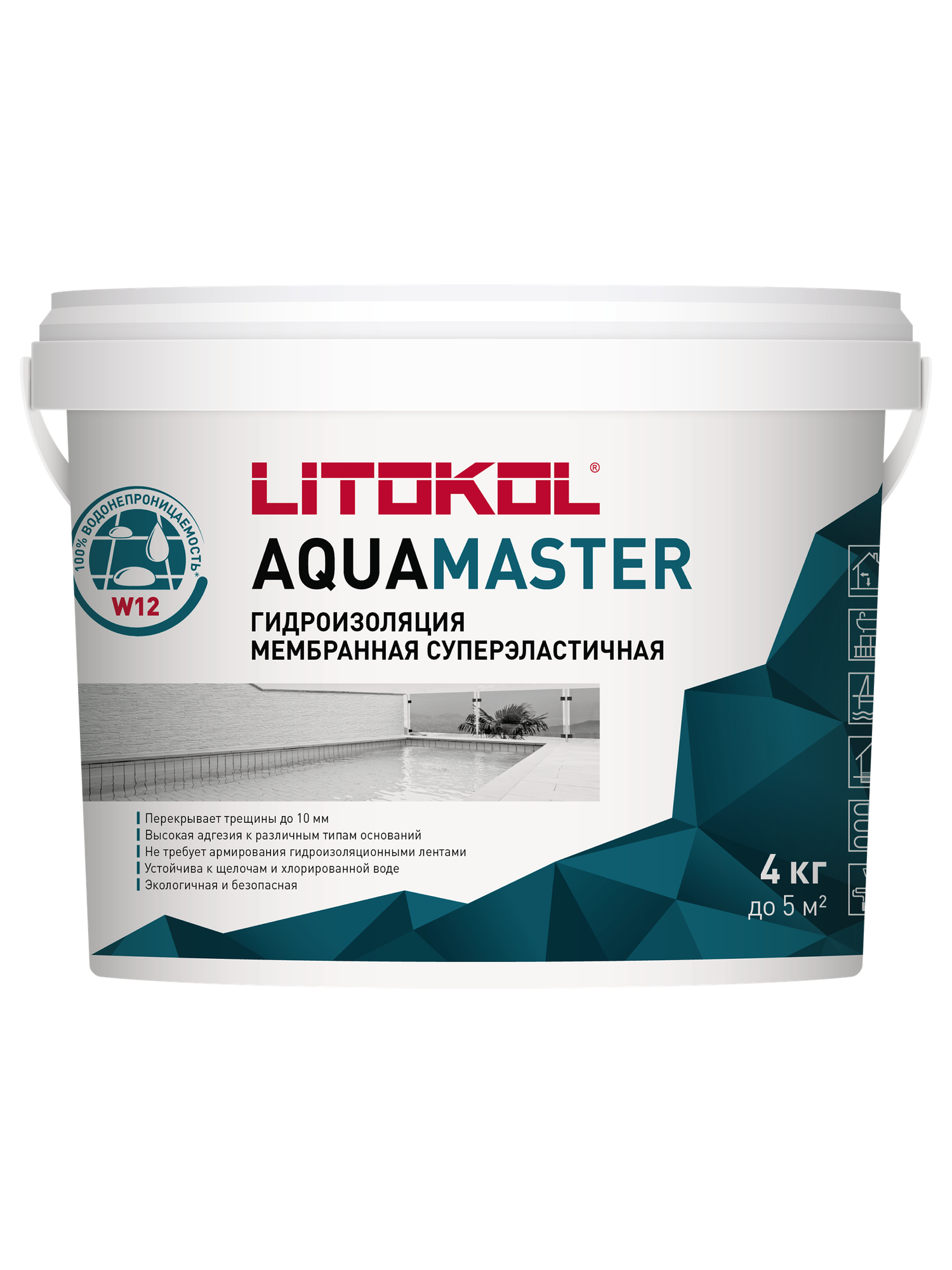 Гидроизоляция LITOKOL AQUAMASTER готовая полимерная для бассейнов 4 кг