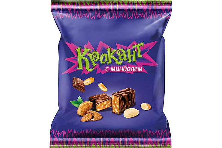 Конфеты KDV «Крокант», грильяж, с миндалем, молочный шоколад, 180 г — фото 1
