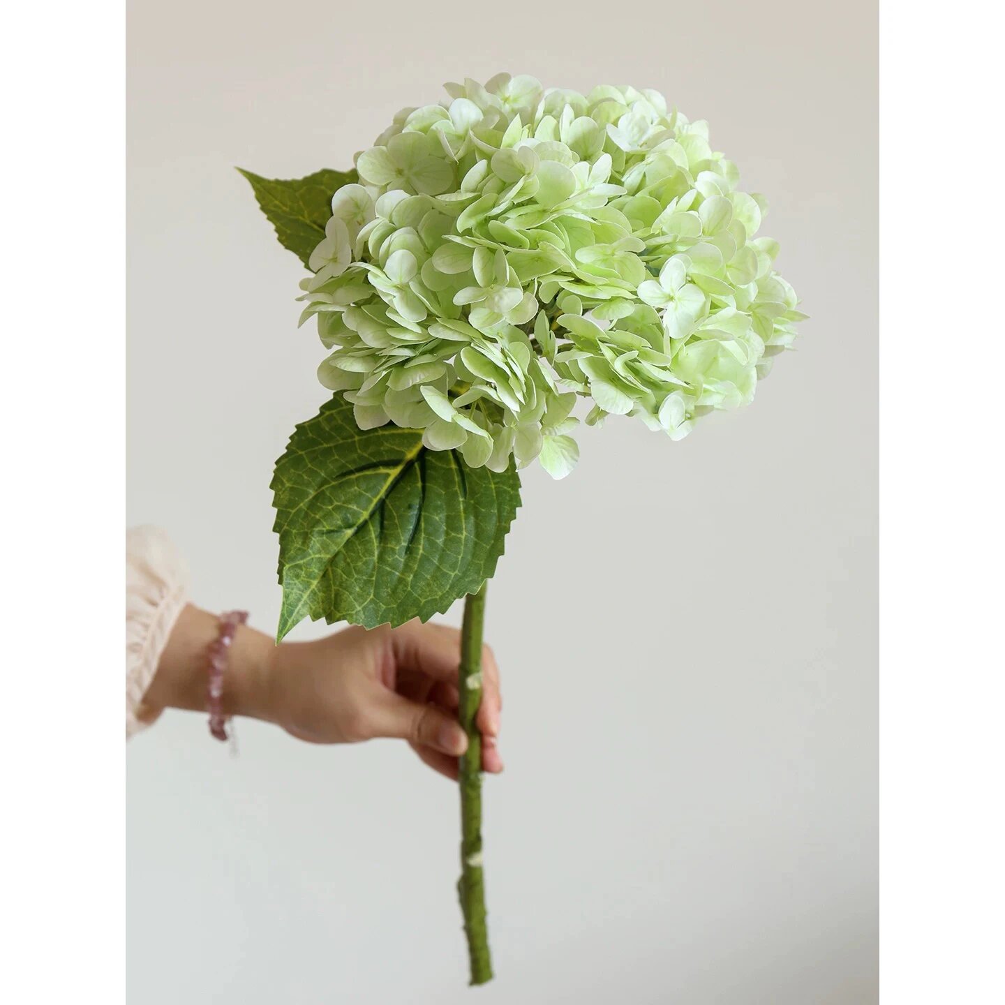 Искусственные цветы гортензии полиуретан 3 шт Белый, Light Green