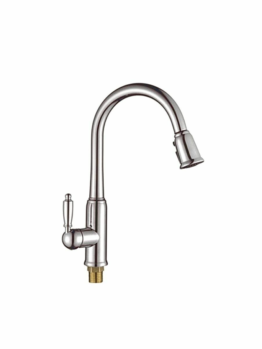 Смеситель для кухни с высоким изливом и выдвижной лейкой