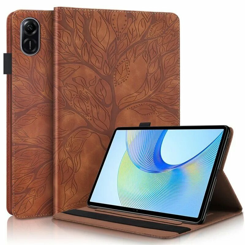 Чехол премиальный для планшета Honor Pad X8 Pro / Honor Pad X9 (Хонор Пад Х8 Про / Хонор Пад Х9 с диагональю 11,5 дюйма) Коричневый узор "Древо жизни