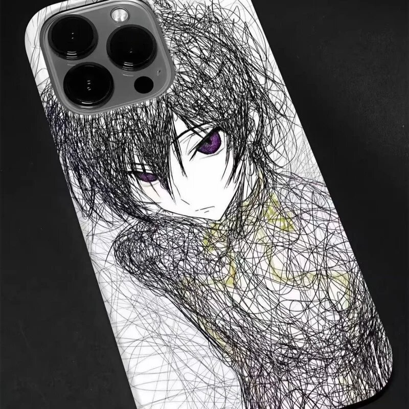 Милый мультяшный чехол для телефона с парой персонажей Code Geass (скетч) для мальчиков и девочек, для iPhone 17 16 15 14 13 12 11 Pro Max Plus, мягкий чехол