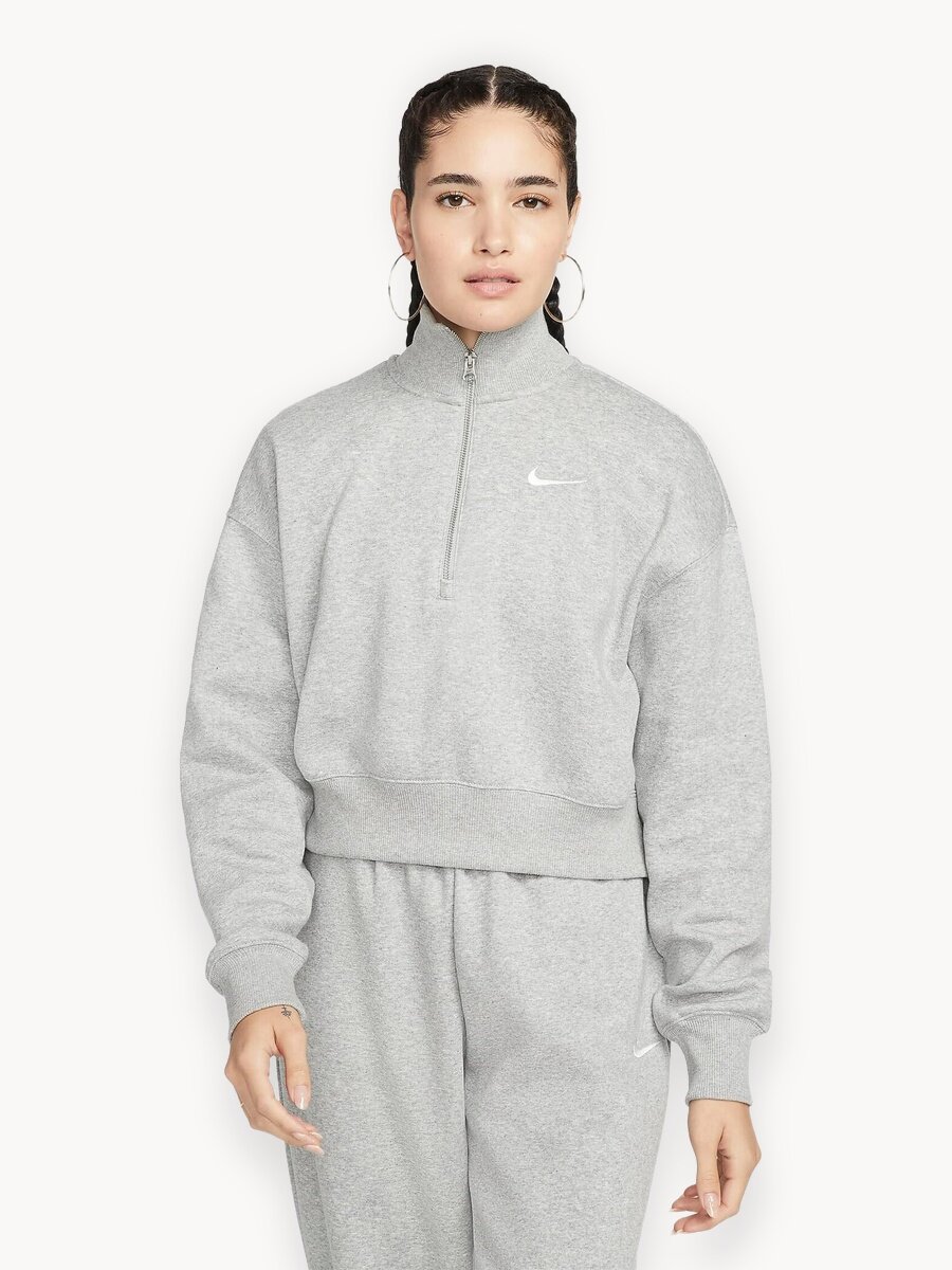 Свитшот спортивный NIKE Phoenix, размер L-T, , темно-серый/бежевый