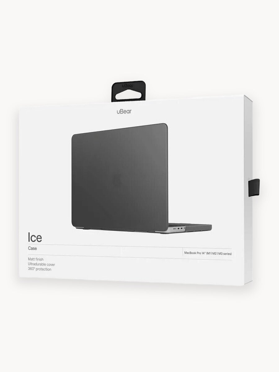 Чехол для MacBook Pro 14" (M1 | M2 | M3 | M4 series) uBear Ice Case, черный полупрозрачный