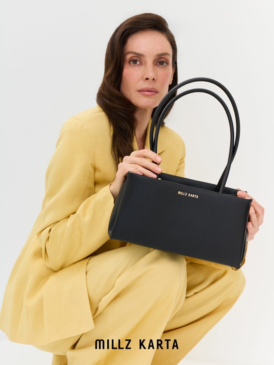 Сумка багет MILLZ KARTA, 2 шт., фактура гладкая, черный