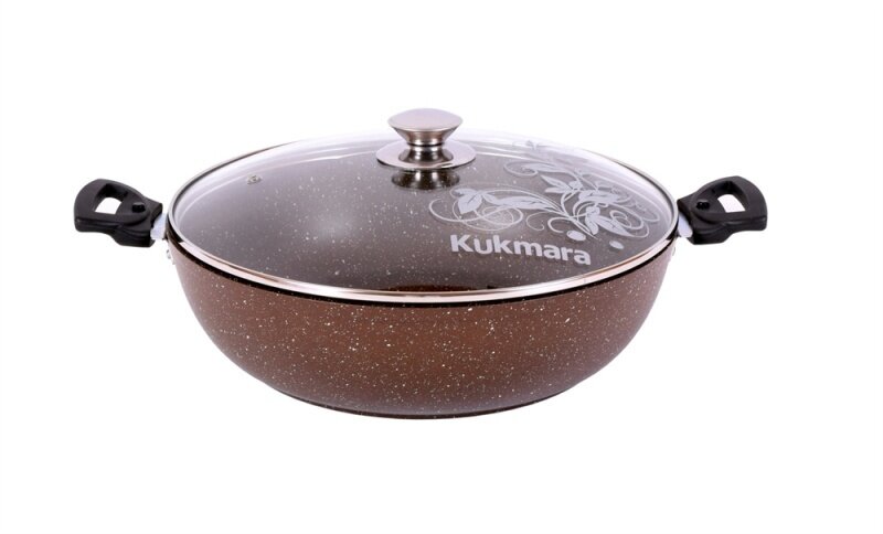Сотейник 300/85мм со стек. крышкой АП (кофейный мрамор) — фото 1
