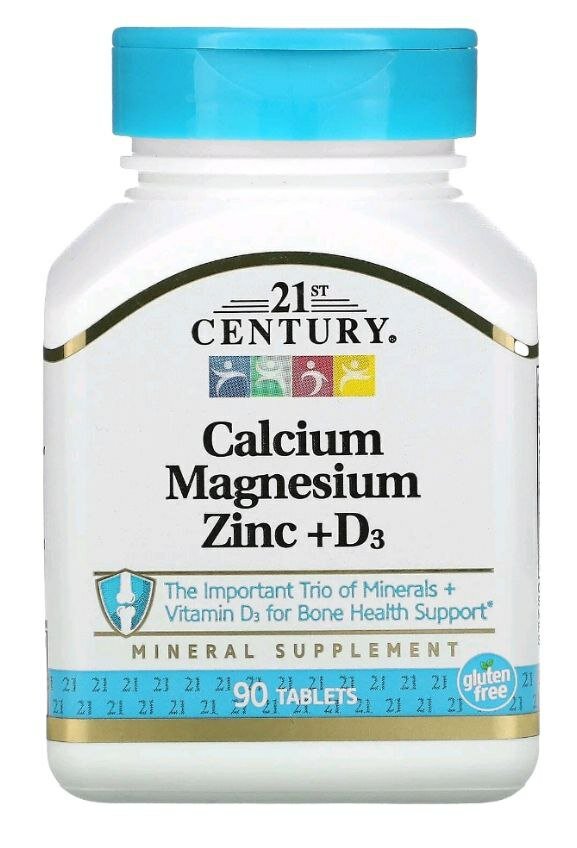 Кальций, магний, цинк, с витамин D3 90 таблеток, Америка,