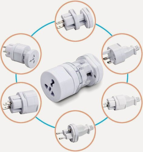 Изображение товара Универсальный Сетевой адаптер на все типы розеток International Adaptor All-in-One, Более 150 стран мира, Белый